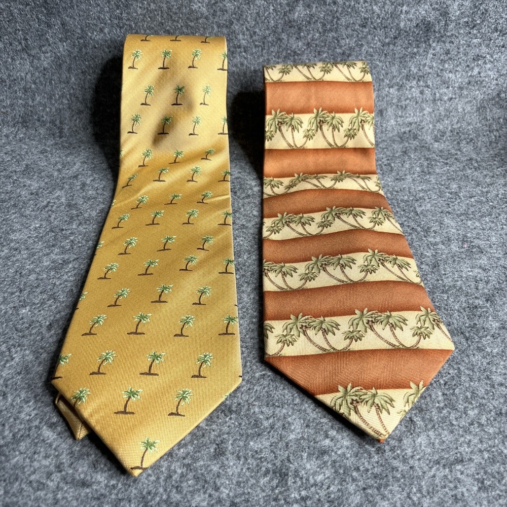 Lot Of 2 NWT Tommy‎ Bahama Multicolor Tie Palm Trees Horizontal Stripes Necktie